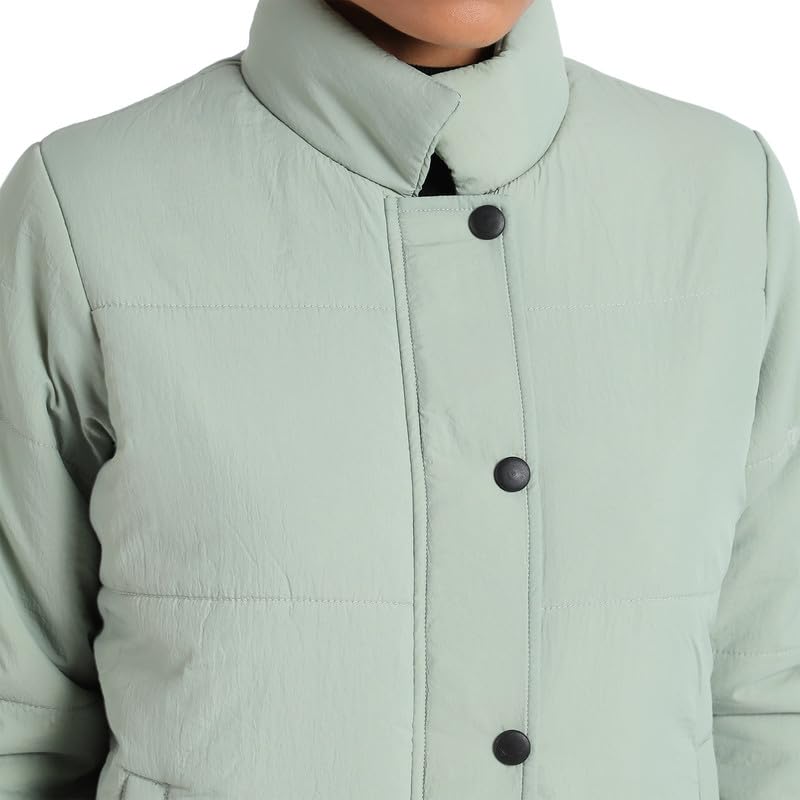 Image of PINACOLADA Women's Pink Puffer Regular Fit Bomber Jacket For Winter Wear | Standing Collar | Full Sleeve | Buttoned | Casual Jacket For Woman & Girl | Western Stylish Jacket For Women