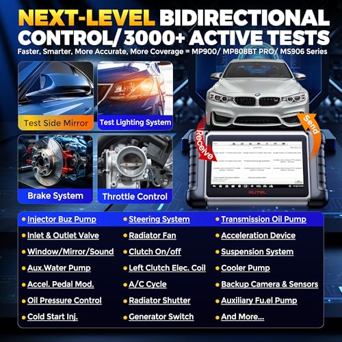 Autel Scanner MaxiCOM MK808BT PRO, 2026 Bidirectional Tool as MK900BT, Up Ver. of MK900 MaxiCheck MX900 MK808S MX808S, 3000+ Test, 28+ Service, All System Diagnostic, Injector Coding, FCA Android 11 - Image 4