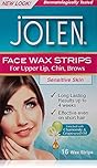 Jolen Hair Removal Face Wax Strips - For Upper Lip, Chin and Brows - Long Lasting Results, Effective On Short hair, Enriched with Chamomile & Grapeseed Oil - Pack of 16