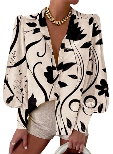 EVALESS Womens Tops Button Down Shirts Print Long Sleeve Blouses for Women Fashion 2025