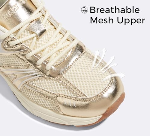 LUCKY STEP Women's Mesh Casual Fashion Sneakers Lace Up Lightweight Running Shoes Non Slip Breathable Chunky Shoes3