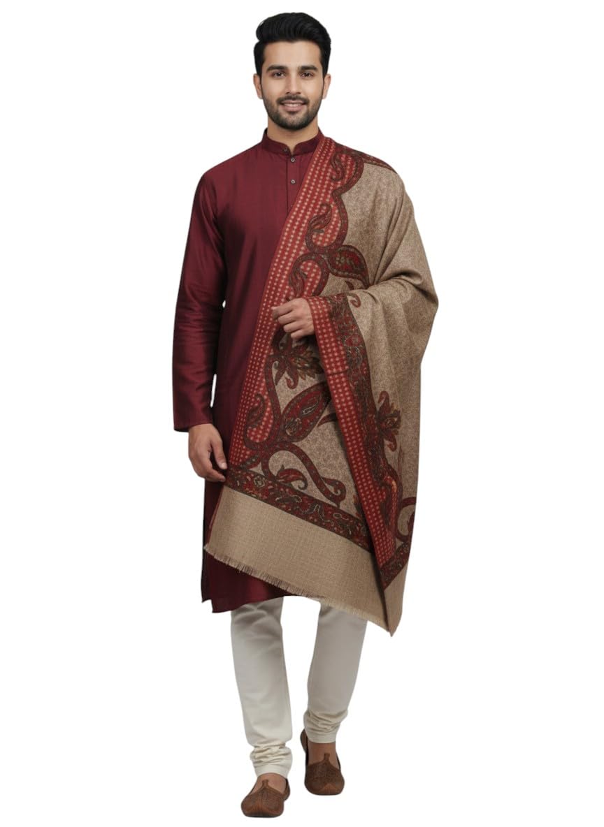 sprha Grey Wool Printed Men's Shawl KA-SWL-20-picture-18