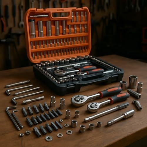 Jogo de Ferramentas Soquetes Caixa Ferramenta Sextavados 108 Peça...