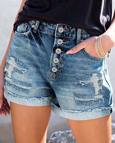 Image of CHICZONE Womens Mid-High Waisted Stretchy Denim Jean Shorts