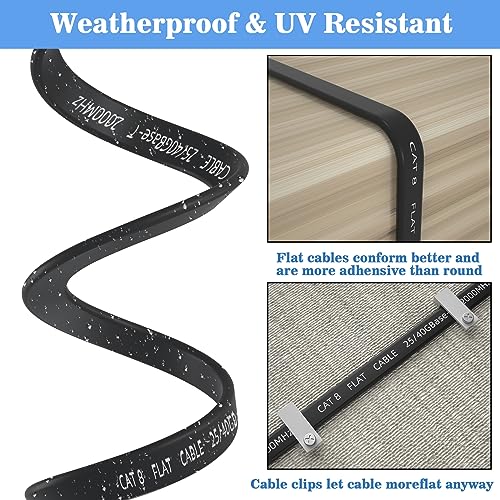 Image of Cat 8 Ethernet Cable 200 FT, Outdoor&Indoor High Speed Heavy Duty Network LAN Internet Cable,SFTP Gold Plated RJ45 40Gbps 2000Mhz Patch Cord, for Modem /Router /Gaming,Faster Than Cat7 /Cat6 /Cat5 Black