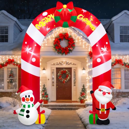 Danxilu Arco Hinchable Navidad Exterior 3m con Papa Noel y Pupazzo di Neve