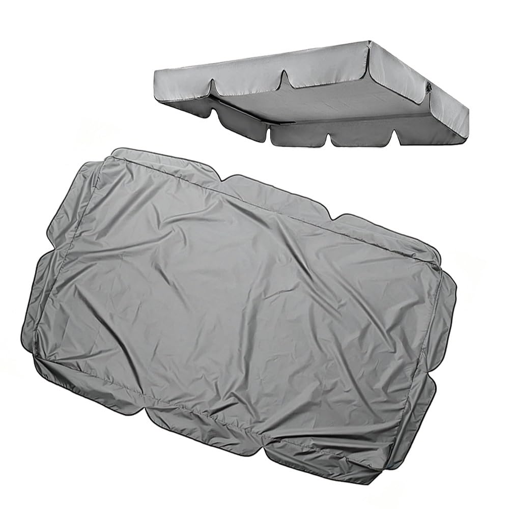 Toile De Balancelle De Jardin 210x145cm Toit De Rechange pour Balancelle De Terrasse 2-3 Places Toit De Balançoire Extérieur Anti-UV Imperméable(Gray,74.8x52in-190x132cm)