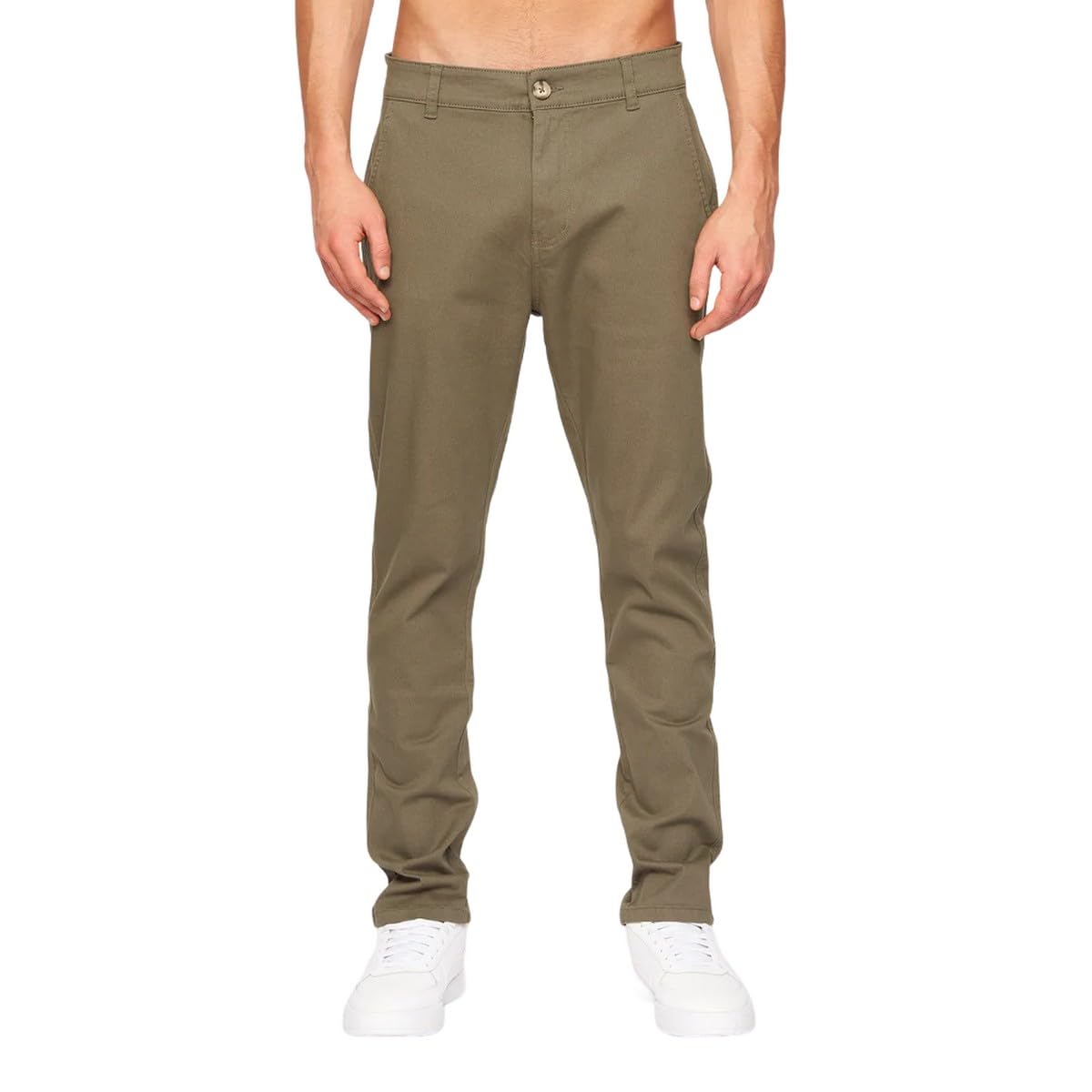Crosshatch Mens Chino Jeans ● Stretchable Trousers ● Slim Fit ● Zip Fly with 4 Pockets Casual Work Office Pants Khaki 34W / 29L