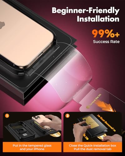 Image of UNBREAKcable for iPhone 16 Screen Protector [Quick-Installation Box] 3-Pack 9H+ Hardness Shatterproof Tempered Glass [99.99% HD Clear] [Case Friendly] [Bubble Free] for iPhone 16 6.1 inch