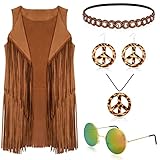 fransenweste schwarz 【Weich & Bequem】Diese Damen-Hippie-Fransenweste ist aus Wildleder gefertigt, fühlt sich weich an und ist angenehm zu tragen. Gleichzeitig lässt Sie das Quastendesign modisch und charmant aussehen.