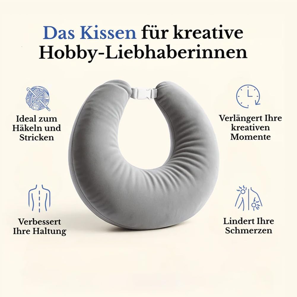 Ergonomisches Kissen Ihr Komfort VerbüNdeter FüR Kreative Momente, Lesekissen FüR Bett Und Sofa, Gaming Kissen, Zum Lesen, Spielen, Arbeiten, HäKeln, Reduziert Arm MüDigkeit (Grau)