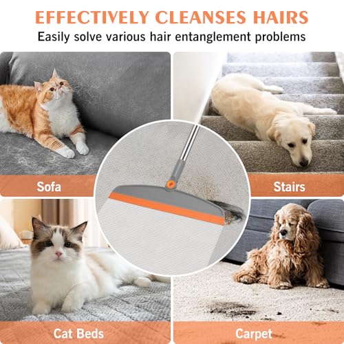 Image of Multifunction Silicone Broom, 54 Inch Long Handle Silicone Floor Squeegee Broom, Sweep and Scrape 2 in 1 Household Cleaning Rubber Broom for Floor, Bathrooms, Kitchens, Showers, Tile, Pet Hair, Glass