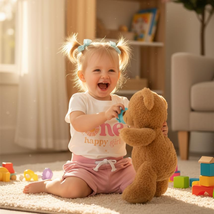 WZTYYDS Infant Baby Girl Summer First Birthday Outfits 1st Birthday Clothes Short Sleeve T-shirt Elastic Waist Shorts - Image 3