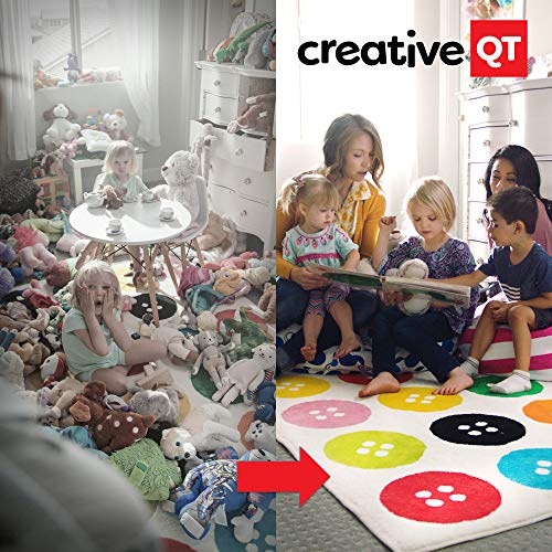 Creative QT Stuffed Animal Storage Bean Bag Chair - Toddler Size Stuff 'n Sit Organization for Kids Toy Storage - Available in a Variety of Sizes and Colors (27", Blue Polka Dot) - Thumbnail 3