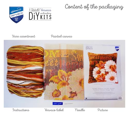 Image of Vervaco Cross Stitch Cushion Kit Modern Daisies 16 inch x 16 inch