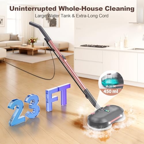Image of Scrubbing Steam Mop with Rotating Pads for Floor Cleaning,Steam Cleaner F6