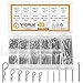 VIGRUE 250PCS Splinte Federstecker Set Verzinkter Stahl Federsplinte 6 Verschiedene Größen Sicherungssplinte Splint Sortiment mit Sortimentsbox Sicherungssplinte R-Clips für Autos Mechaniker