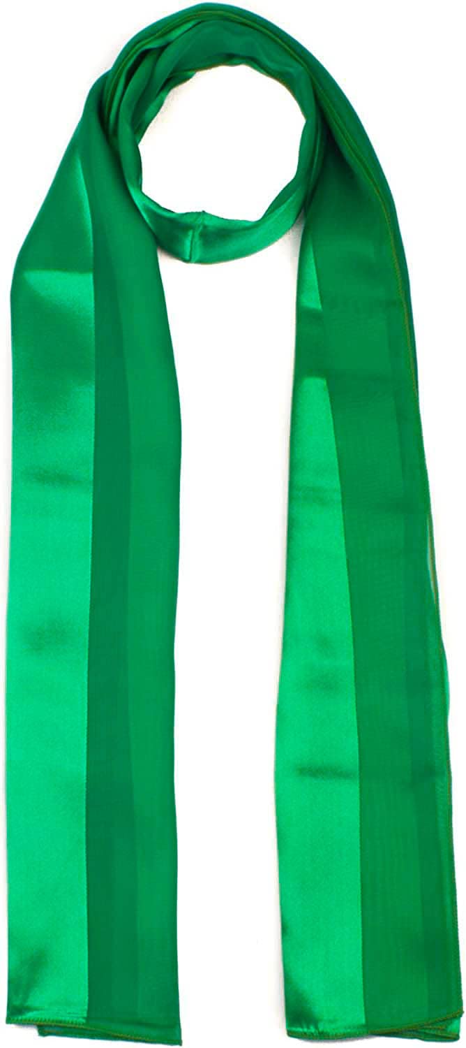 Mytoptrendz® Luxury Shiny Satin Strip Scarf - Women’s Sheer Chiffon Silk Feel Long Shawl for Weddings, Choir & Retro 50s/60s Style (Green Emerald)