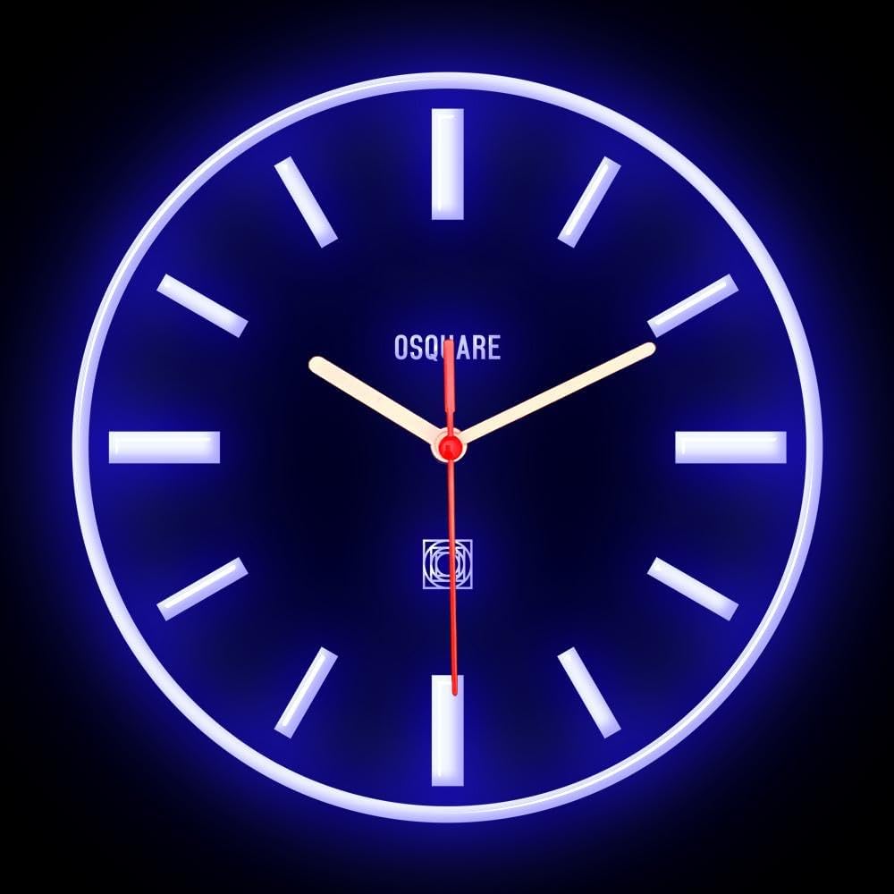 25ck1466 OSQUARE Home Decor Shop Game Room Man Cave Garage Flexible Flex Neon Clock 7 Colors 10" (Blue)