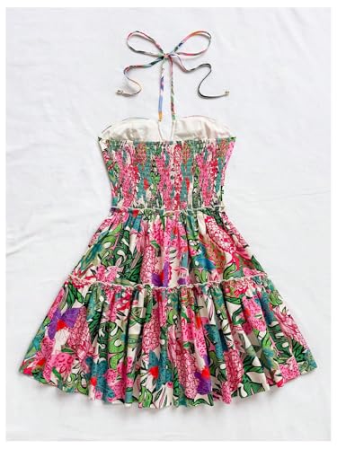 Image of Floerns Women's Floral Sleeveless Halter Milkmaid Boho Mini Dress