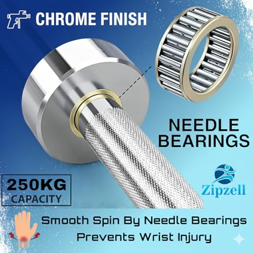 Image of Sports Olympic Barbell Rod, 3 Feet Chrome Finish, 28mm Internal and 50mm Outer Diameter, with PVC Collars for Weightlifting, Powerlifting, Home Gym