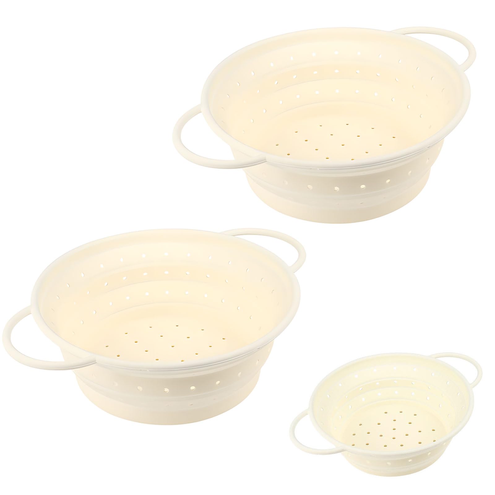 De 3 coladores plegables de silicona de calidad alimentaria, resistentes calor, seguros para uso en la cocina, para un fácil almacenamiento, colador para acampar