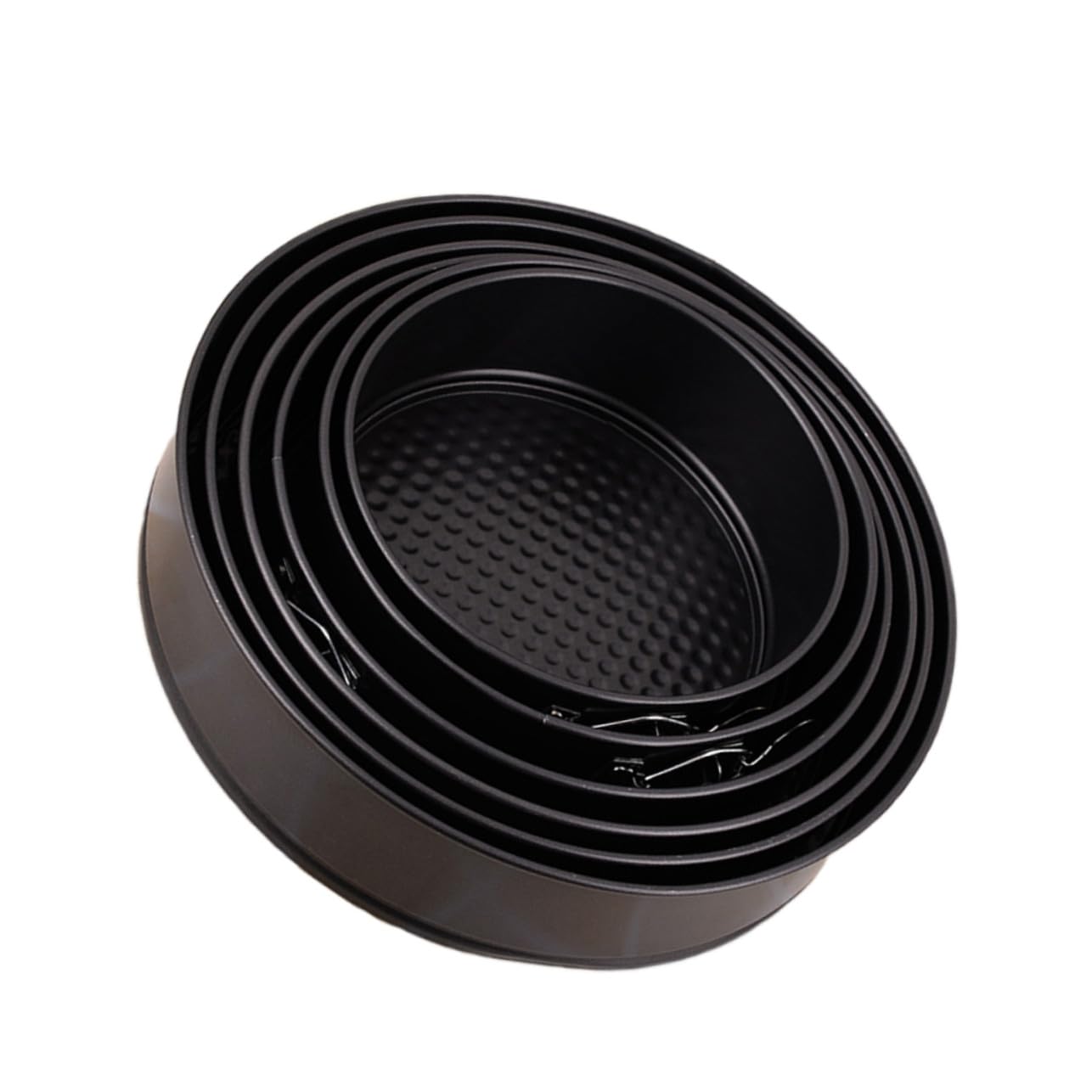 Moldes Redondos Antiadherentes Acero al Carbono 6 Piezas Pasteles | Negro, Aptos para Tarta y Bizcocho, Uso en Casa y Boda, Fondo Tipo Panal