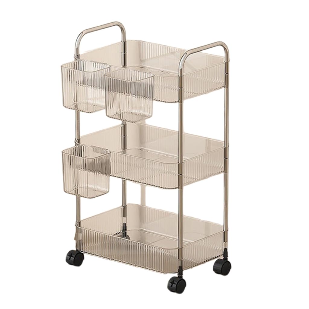 GMBYLBY Modern Rolling Makeup Cart Clear Shelves Space Saving Bathroom Bedroom Organization Product Organizers