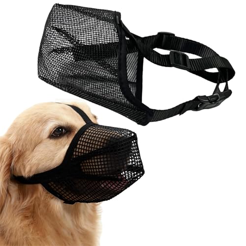 INNAL Fressschutz für Hunde Anti Giftköder Maulkorb für Hunde (M) Verstellbare Weicher Netzmaulkorb Maulkörbe für Hünde Atmungsaktive Haustiermaske Hundetraining zum Auffangen von Beißen Lecken Kauen
