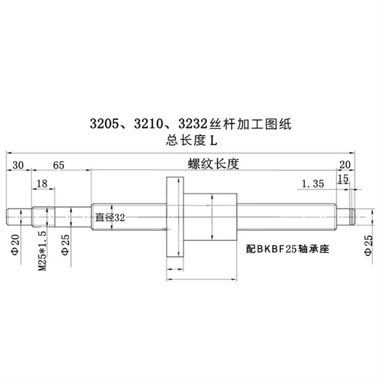 Metal Ball Screw nut end Processing SFU3210 C7 High Precision Ball Screw with Nut Single 400mm-1000mm Machinery Accessories(400mm)
