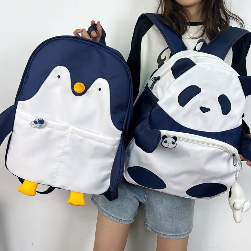 Kawaii Frog Large Novelty Backpack Girl Boy Teen Cute Fuuny Panda Animal High School Backpack Laptop Waterproof Bookbag (Penguin)2