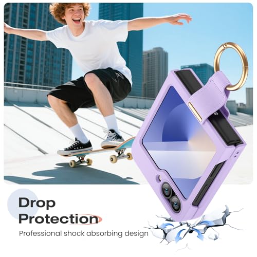 Image of Ruky Case for Z Flip 6, Built-in Outer Screen Protector, Purple