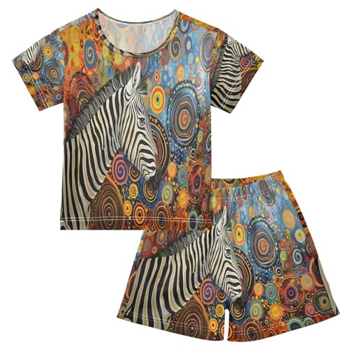 senya Short Sleeve Pajamas Sets Summer Cotton Sleepwear Zebra in Gustav Klimt