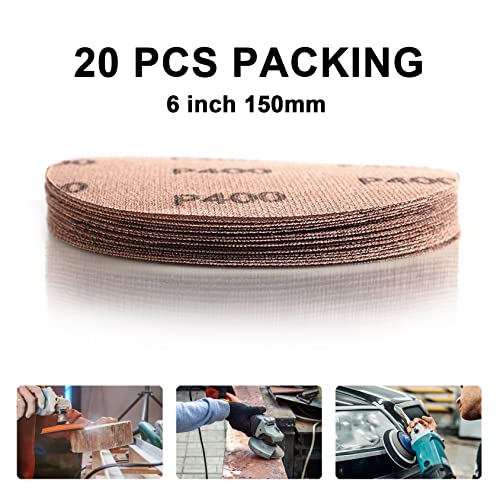 Kcmell 20PCS 150mm Mesh Sanding Discs 400 Grit, 6 Inch Hook and Loop Sanding Pads - Image 4