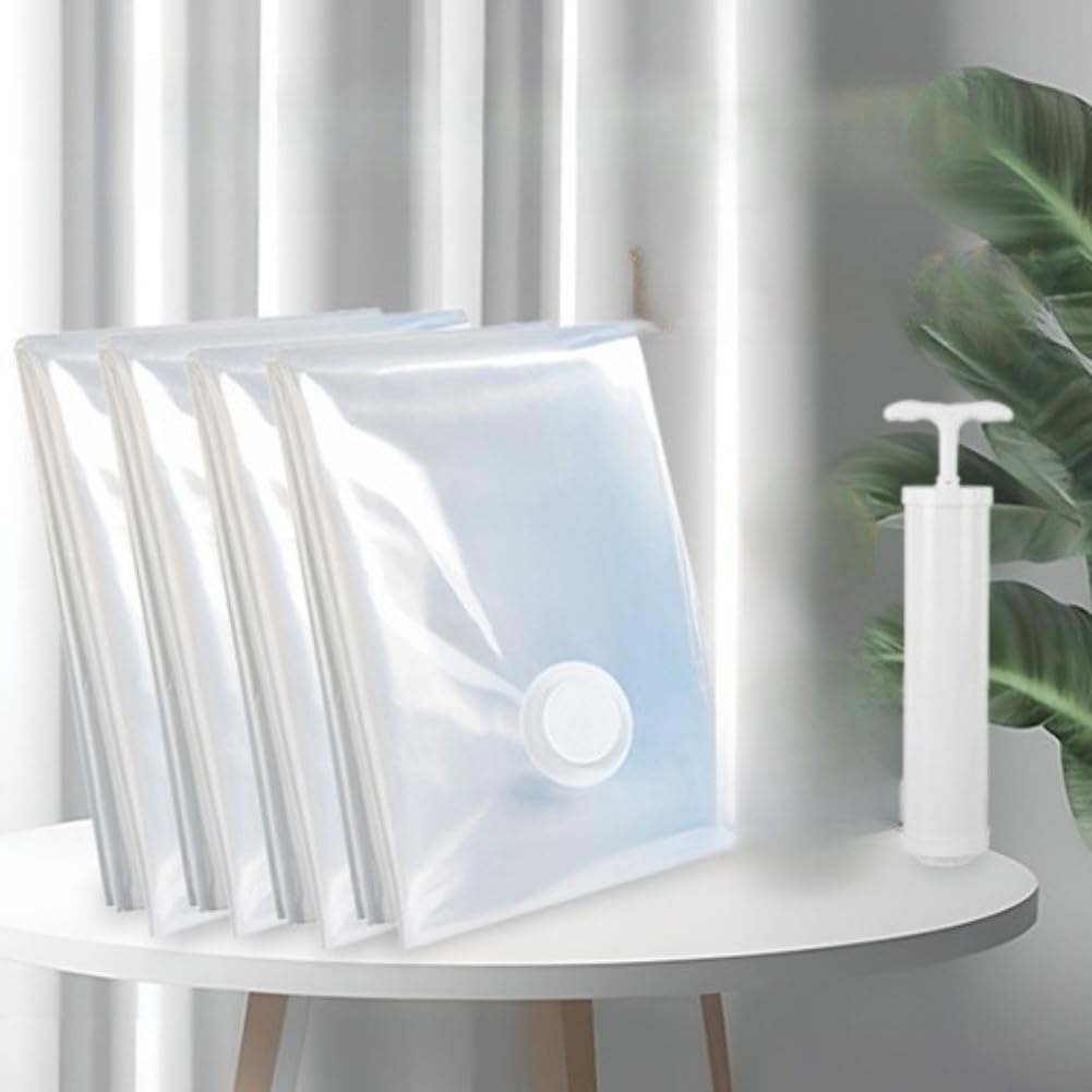 Set di 12 sacchetti sottovuoto con pompa a mano, sacchetti di compressione PA+PE, per vestiti, biancheria da letto, viaggi, chiusura ermetica, salvaspazio, in 4 misure
