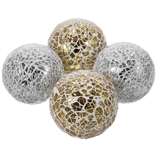 SEWACC Mosaic Decorative Balls 4 Pcs Decorative Balls 2.4 Inch Mosaic Glass Balls Centerpiece Balls Glass Mosaic Orbs for Wedding Party Home Decor Glass Mosaic Balls