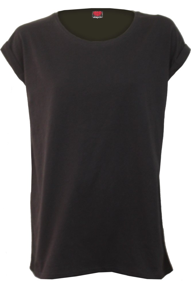 Spiral - Urban Fashion - Turnup Sleeve Loosefit Tee - L Black