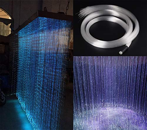 Image of AZIMOM PMMA Plastic 150pcs*0.04in*6.5ft Flash Point Glow Fiber Optic Cable Light for LED Light Engine Driver Source Curtain Waterfall Lights Home Decor Decoration Effect