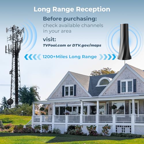 Image of 2026 Upgraded TV Antenna for Smart TV, Digital Antenna for Local Channels, 3200+ Miles Range TV Antenna Indoor with 360 Signal Strongest Booster, Supports 1080P 4K Reception HD 16.41FT Cable