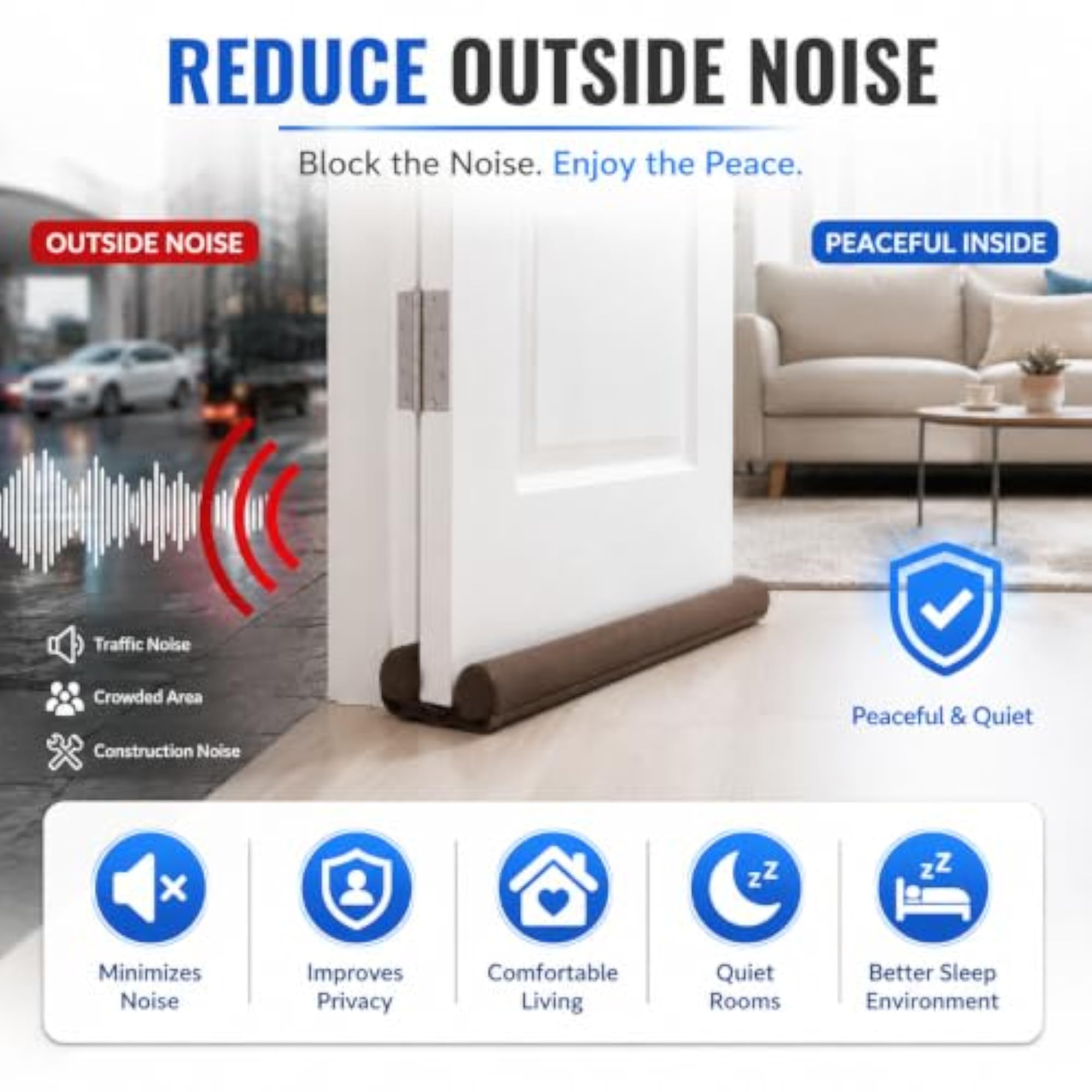 Double-Sided Door Draft Stopper Under Door Gap Filler