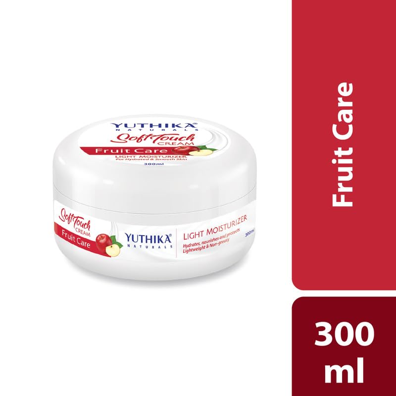 Image of Yuthika Fruit Care Moisturizer Cream 300 ml - Light, Non-Sticky Face, Hand & Body Cream for Instant Hydration, Deep Nourishment & Soft, Glowing Skin (All Skin Types)