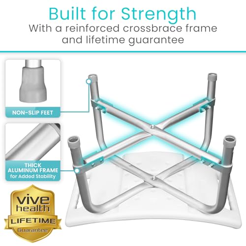 Image of Vive Heavy Duty Bariatric Shower Chair | Bath Stool & Bathtub Seat for Inside Tub Elderly, Seniors, Handicap & Disabled Adults- Non-Slip, Adjustable, Supports 550 lbs