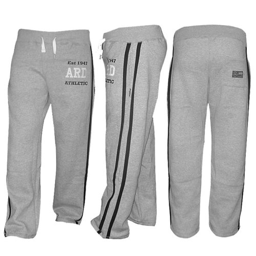 4Fit Inc Men's Joggers Cotton Fleece Jogging Trousers Pants Track Suit Bottom MMA Boxing (Grey, Large)