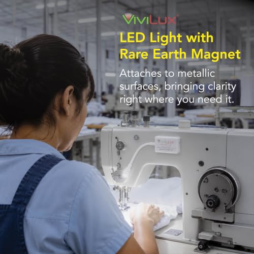 Image of ViviLux Cordless LED Sewing Machine Light, 1200 Lumen, Magnetic Mount | Rare Earth Magnet Mount, Flexible Gooseneck, 20+ Hr Battery, Magnetic LED Hobby Light for Sewing, Quilting & Crafts, Portable