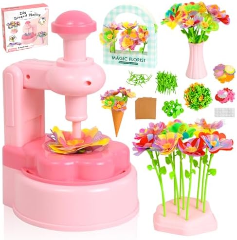 PIGETALE Fabric Flower Bouquets Toys for Girls 3 4 5 6 7 8 9 10 Years Old, DIY Arts & Crafts Kit for Kids Ages 4-8, Educational Preschool Learning Gardening Toys for Toddlers Christmas Birthday Gifts