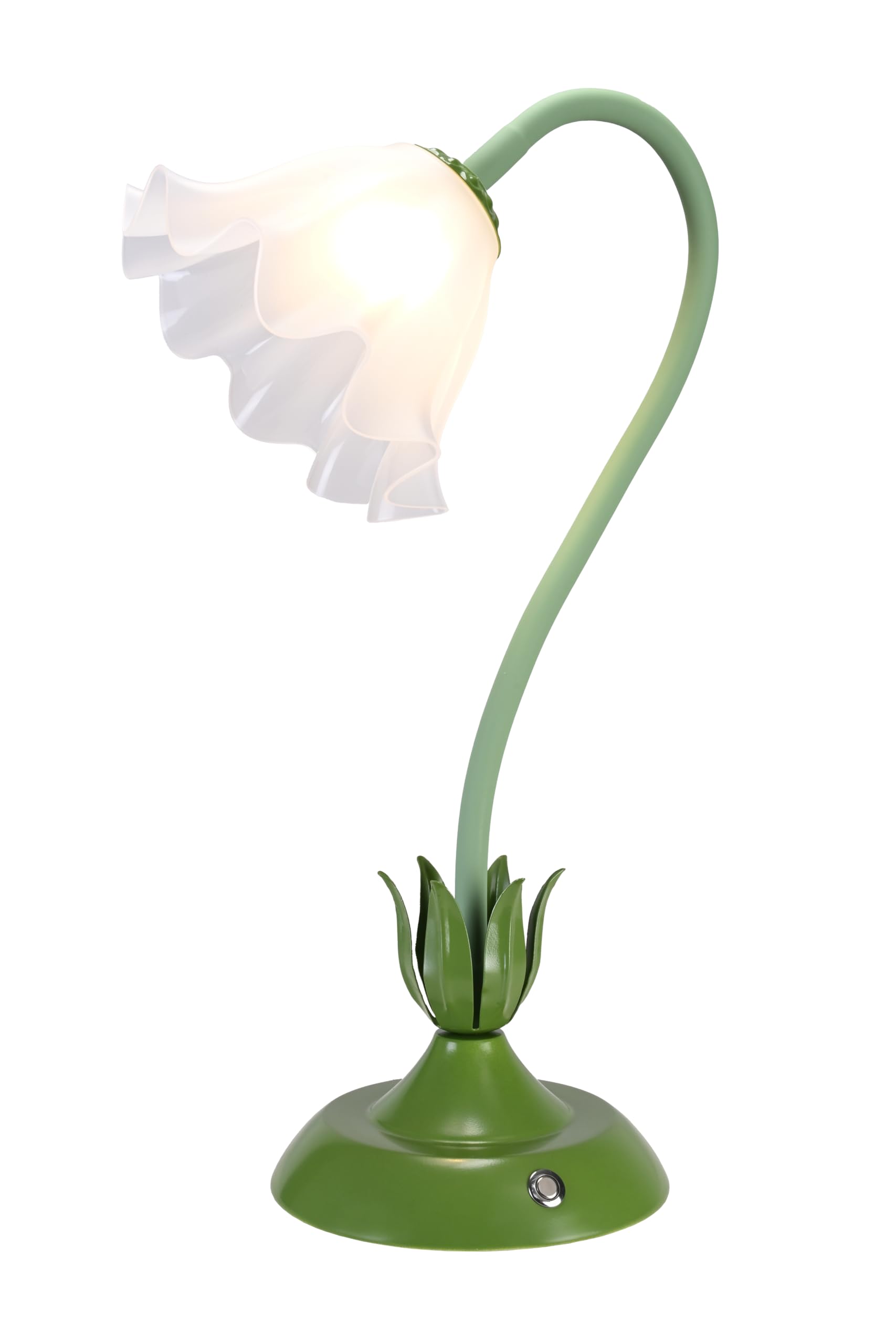 Folux Cordless Flower Table Lamp Green, Valentine's Gift, 5200-mAh