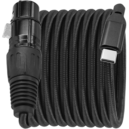 Câble microphone XLR vers USB-C de 3m en nylon tressé compatible iPhone 16 pour studio
