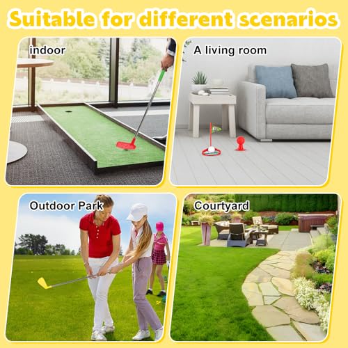 SKIKHN Minigolf Set Spielzeug für Kinder,12Pcs Minigolf Kinder,Minigolfs für Zuhause,Mini Golf mit Bällen und Einziehbare Golfschläger Kinders,Kinderspielzeug für Draußen und Drinnen