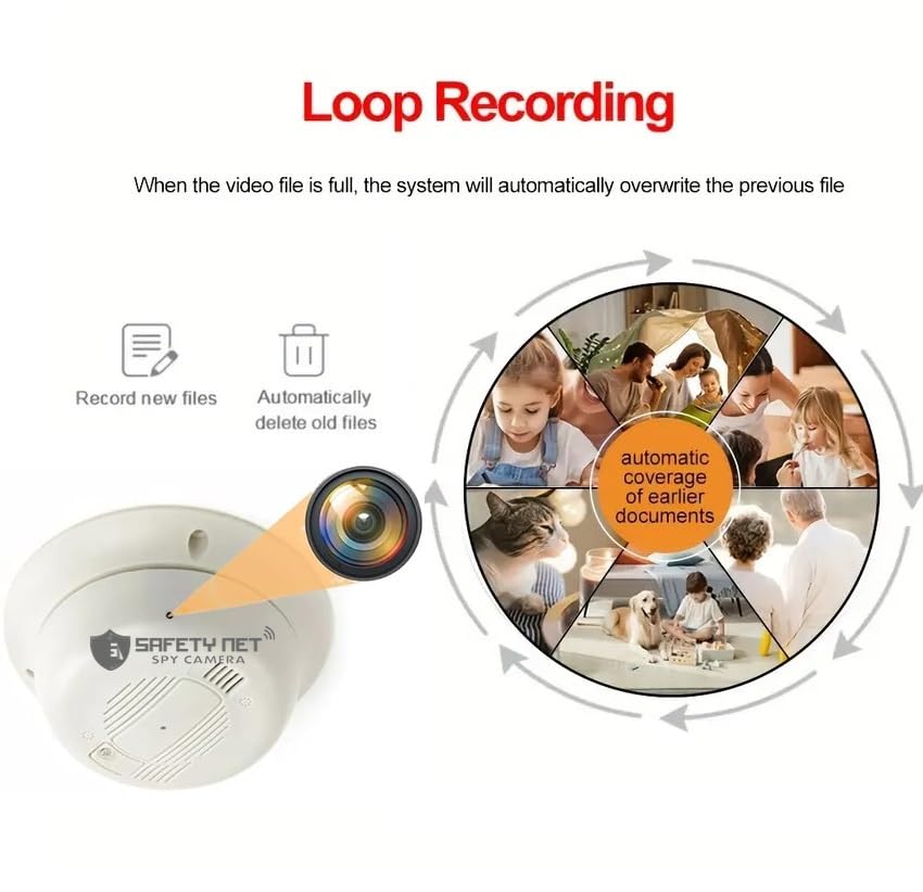 Image of SAFETYNET 1080P Full HD WiFi Security Camera | 24 /7 Continuous Power | iWFCam App Live View | Motion Detection | Loop Recording | Mobile & PC Monitoring (Smoke Detector)