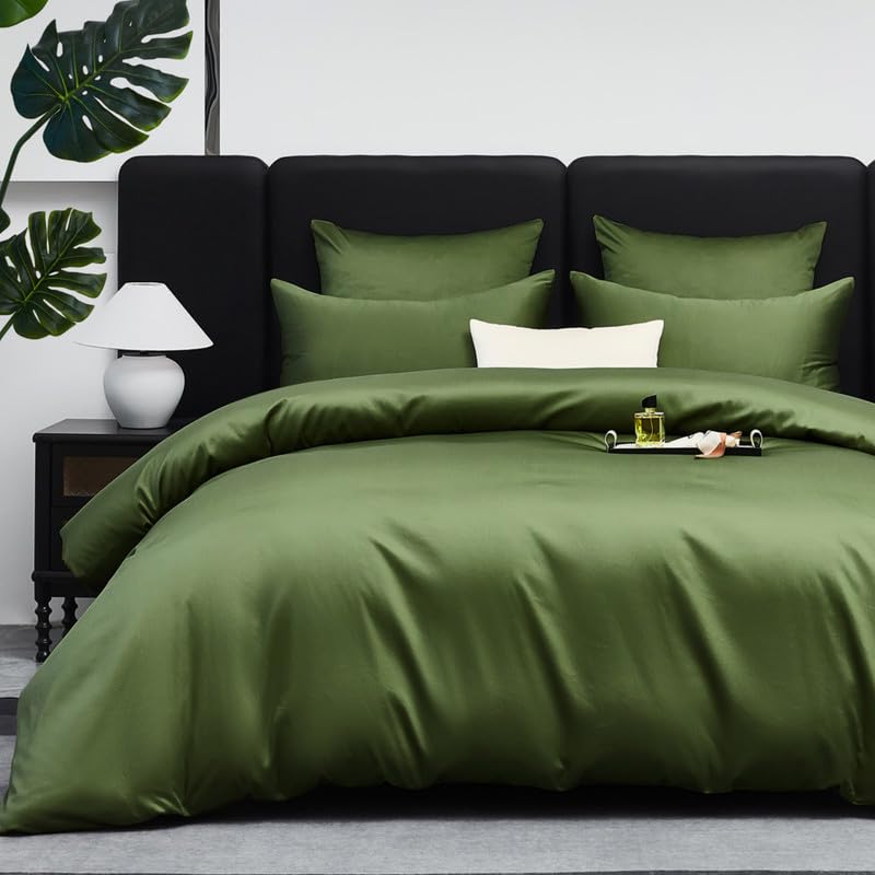 Housse de couette 140x200 fermeture éclair coton satin Gezu anti-glisse